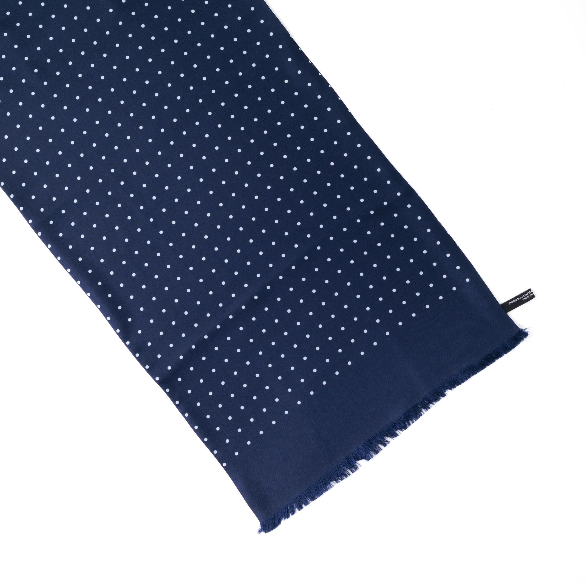 Printed Silk Scarf in Navy Polka Dot