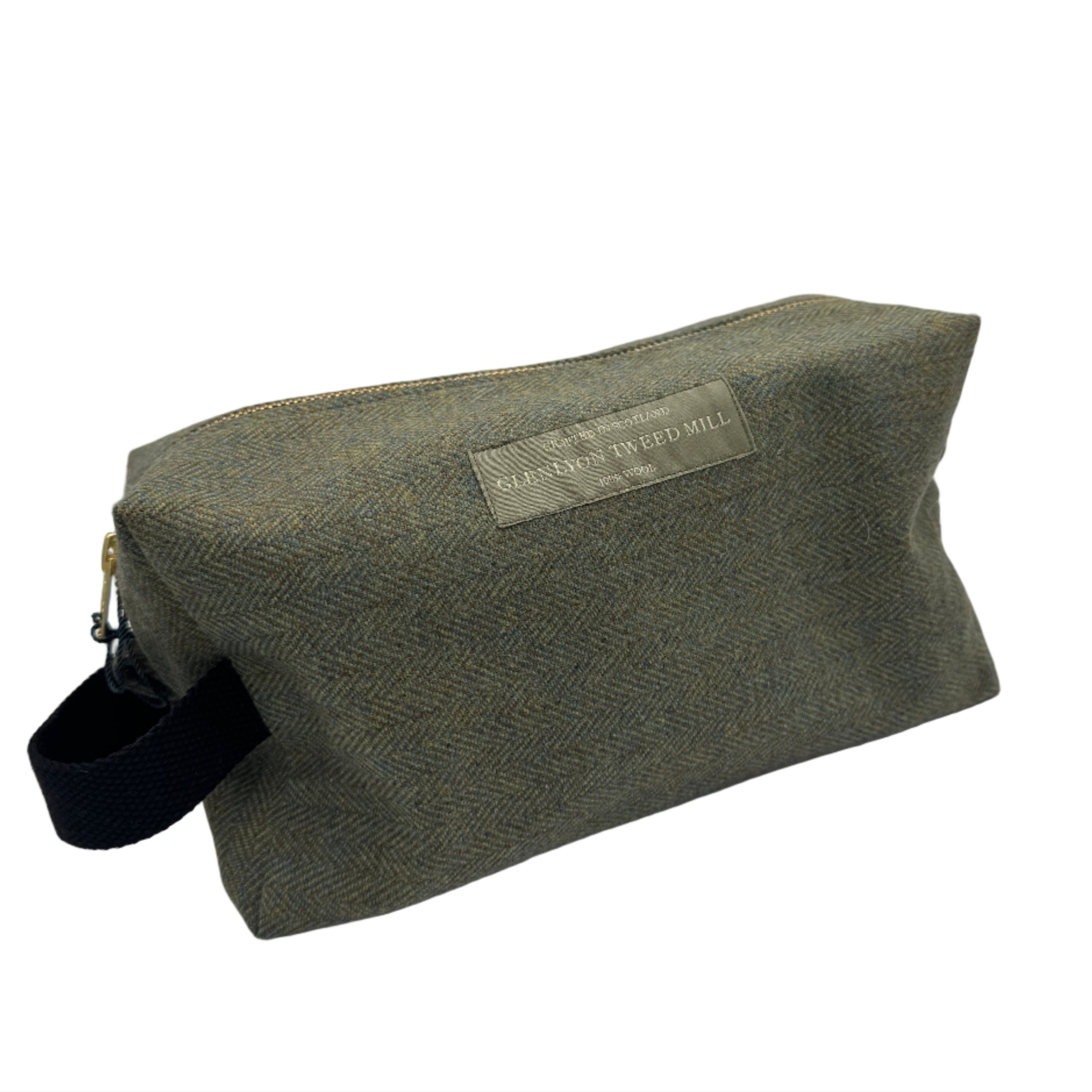 Tweed Toiletry Bag in Glenlyon Green HB