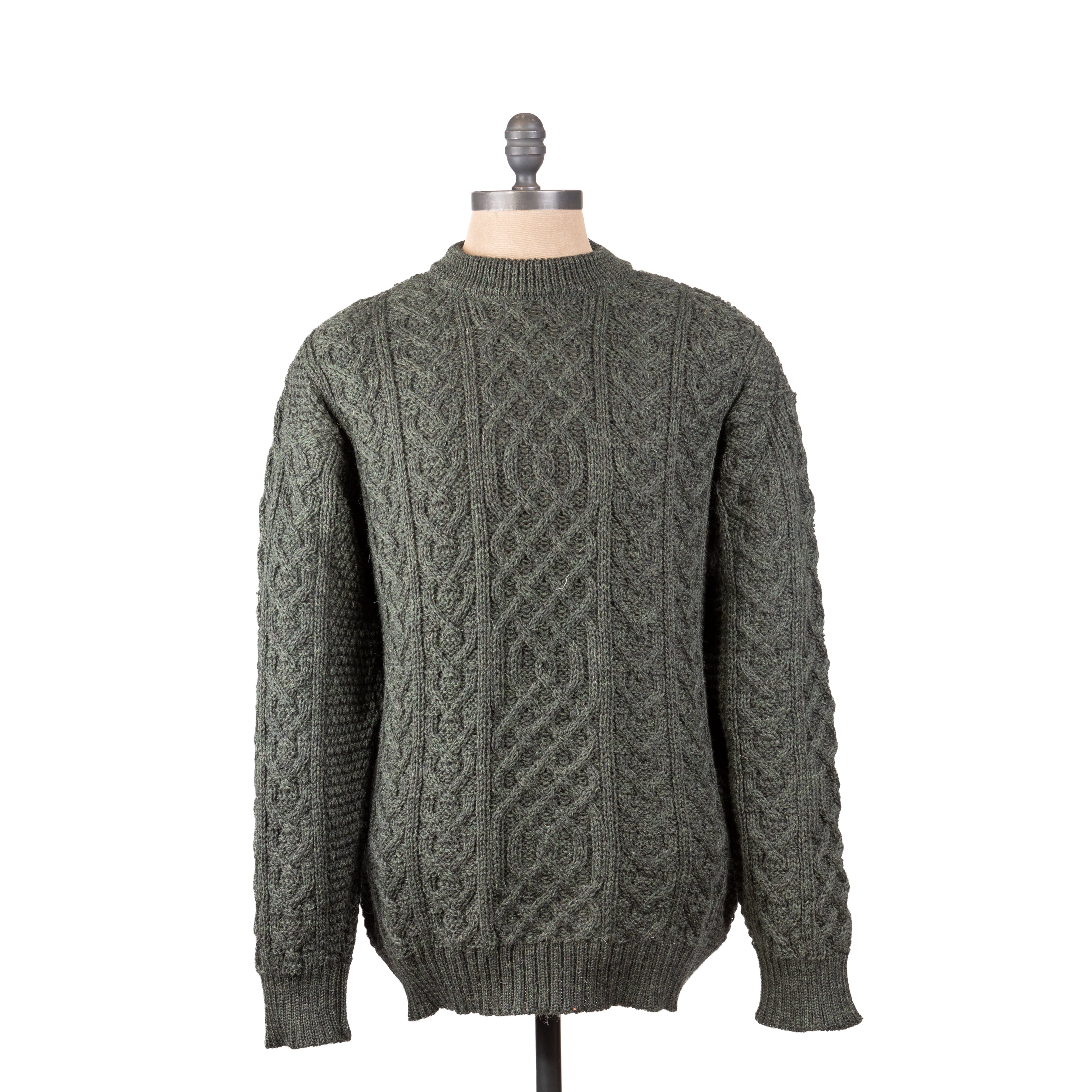 Aran Cable Knit Jumper in Moss
