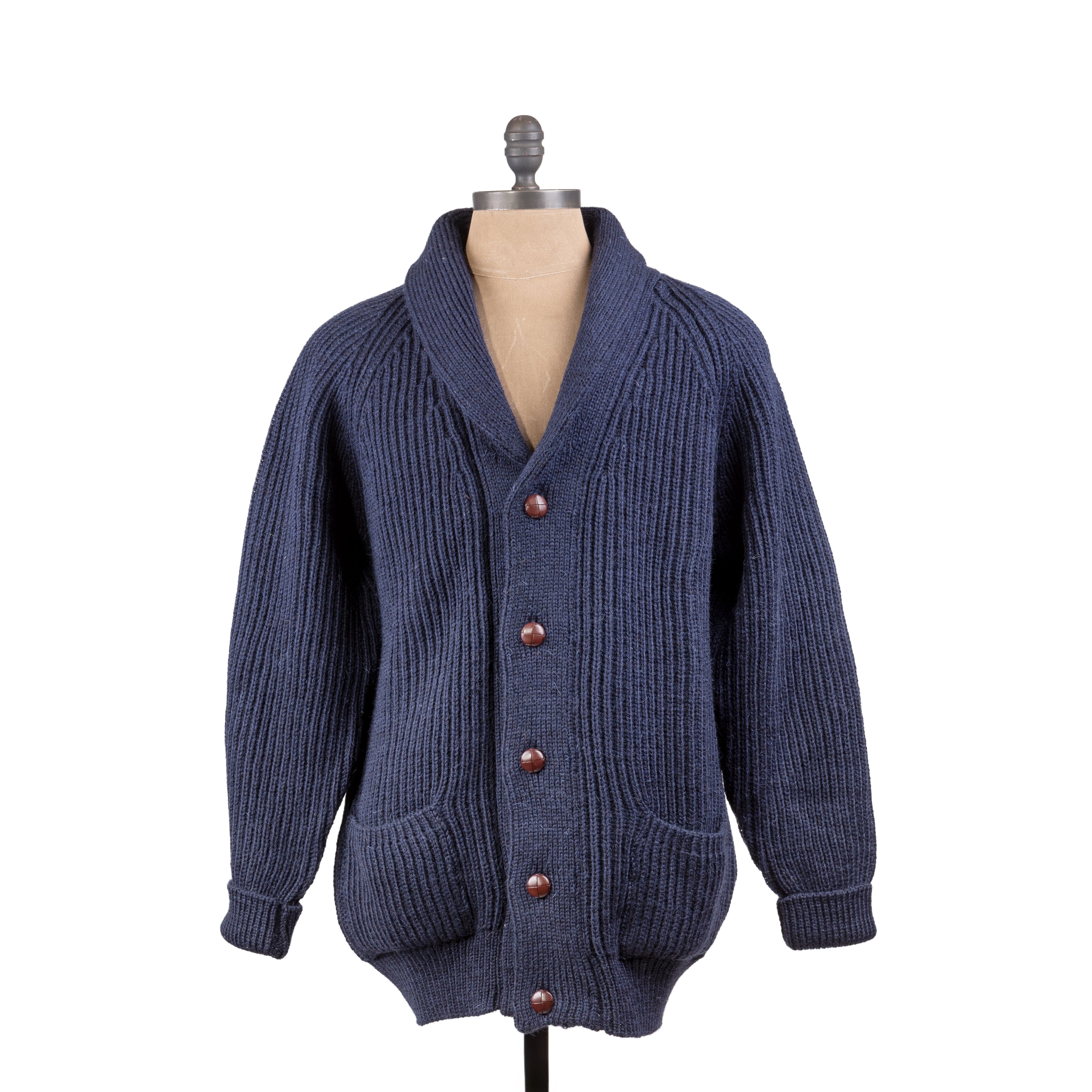 Lambswool Shawl Collar Cardigan in Navy