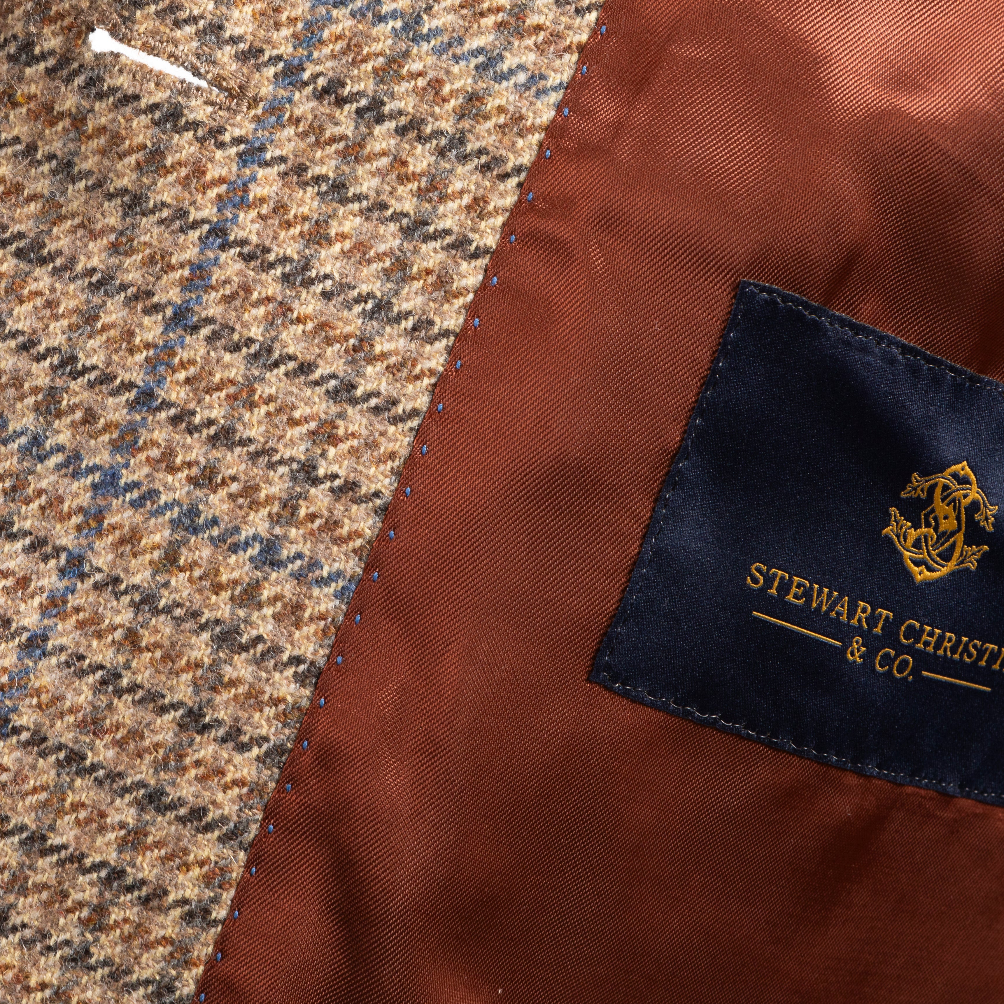 Learmonth Jacket in Brown & Blue Puppy Tooth