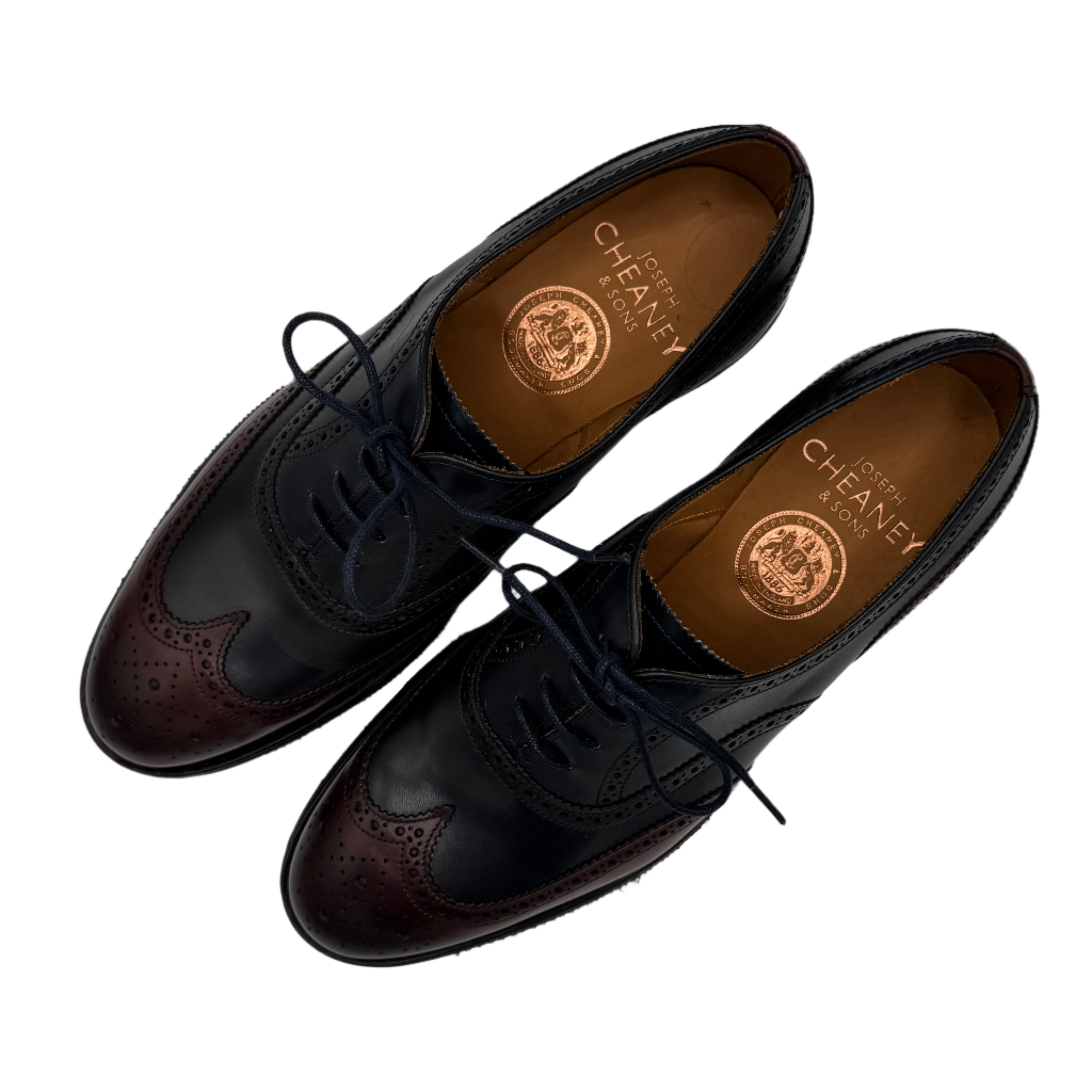 Maisie Leather Brogue in Burgundy & Navy