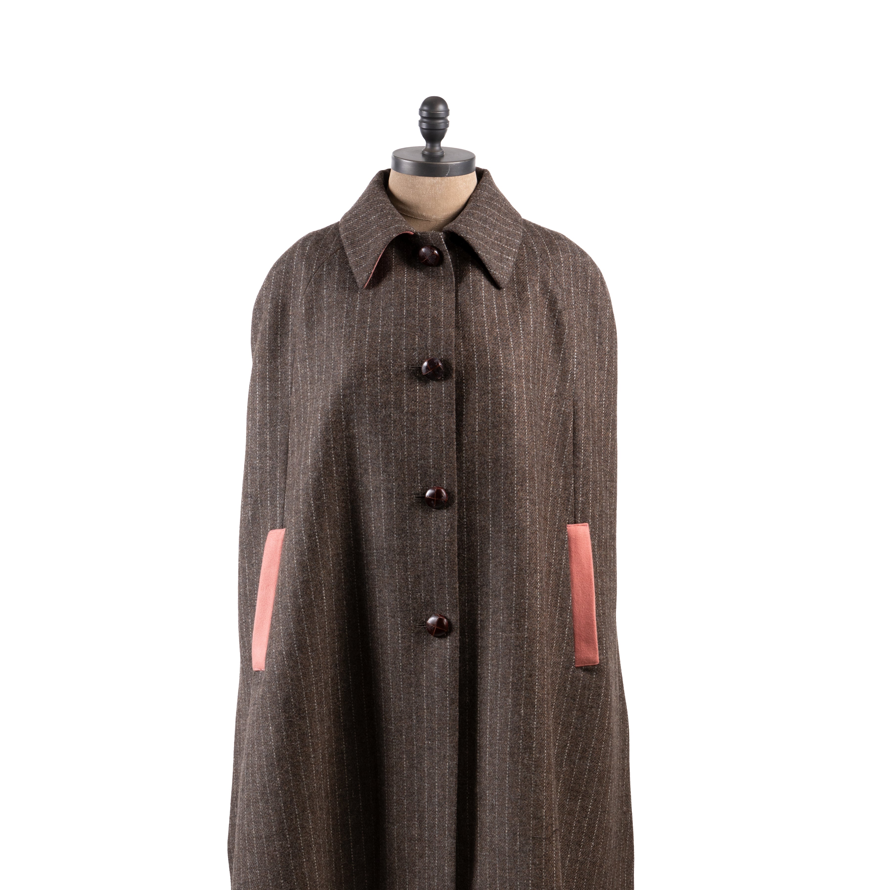 Inverleith Cape in Brown Pinstripe