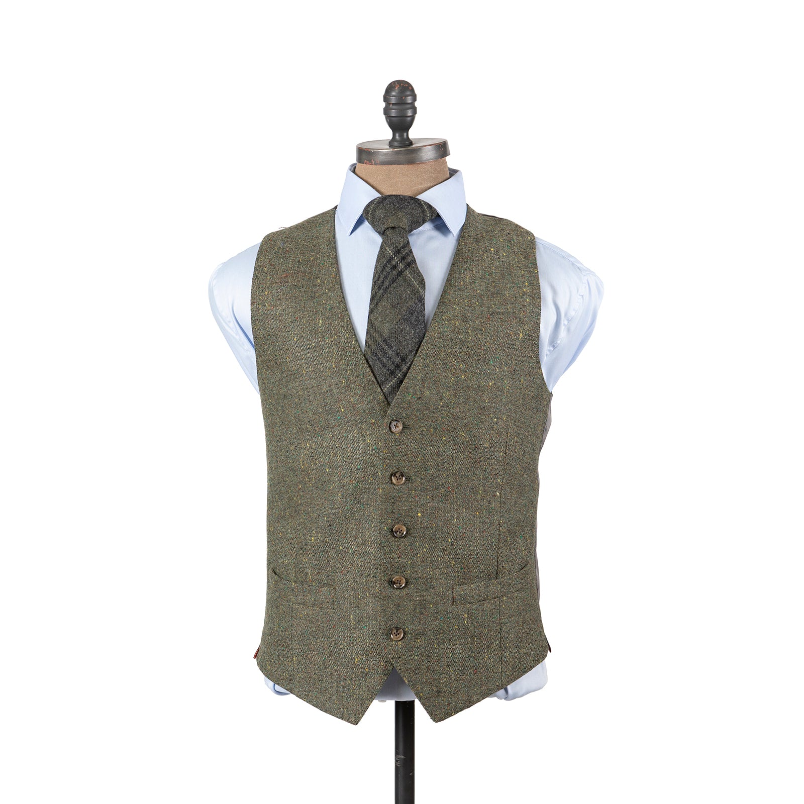 Liffey Tweed Waistcoat in Green Fern Donegal
