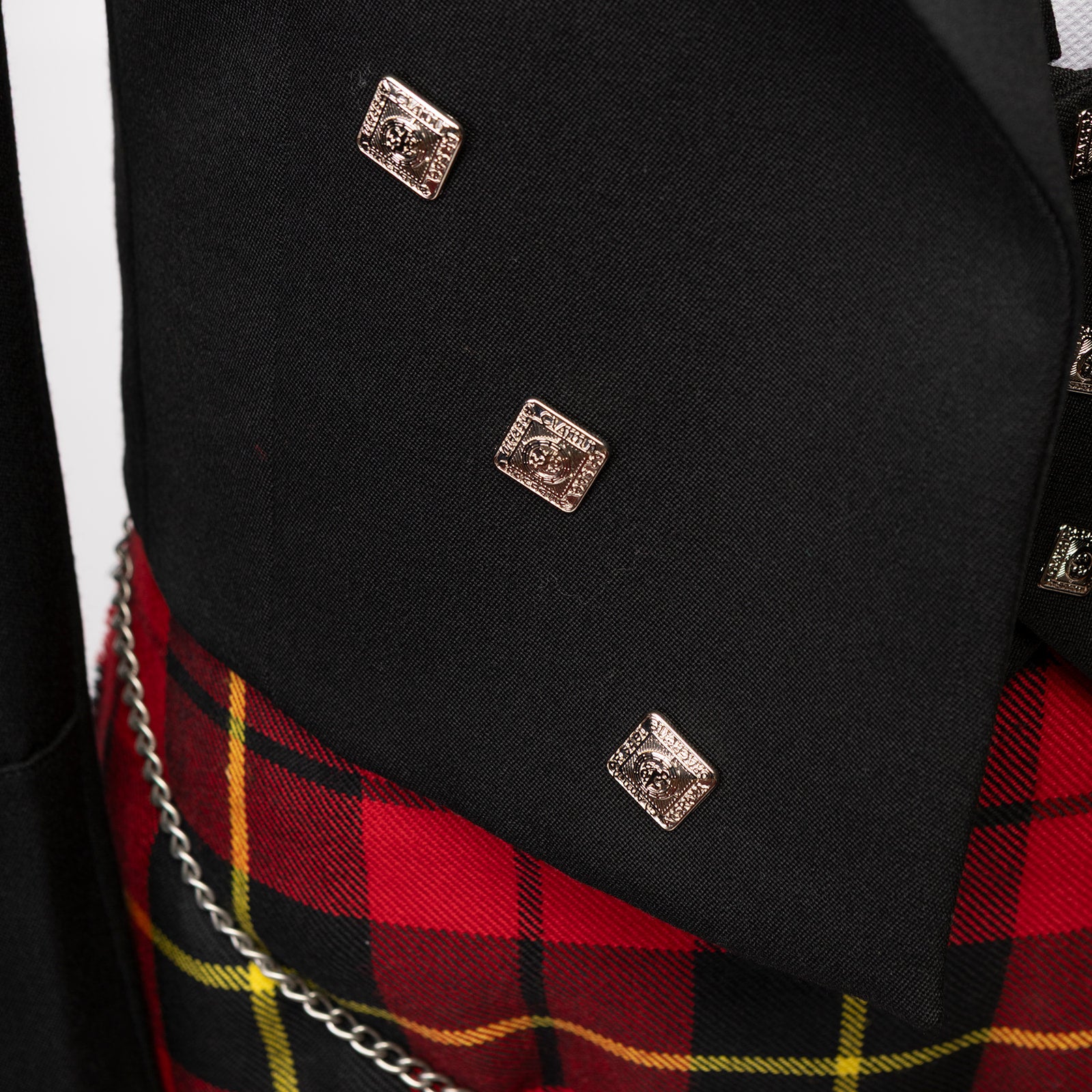 Bonnie Prince Charlie Kilt Jacket & Waistcoat in Black