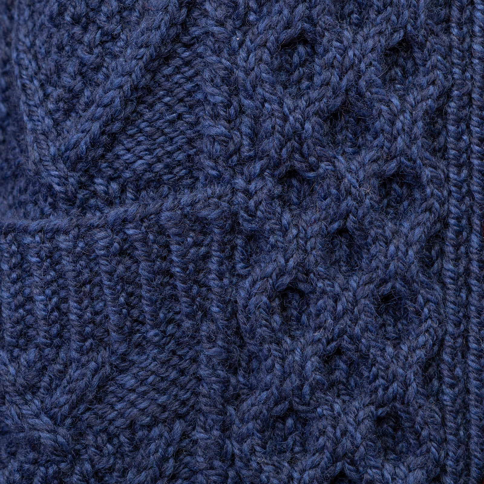 Aran V Neck Merino Cardigan in Navy